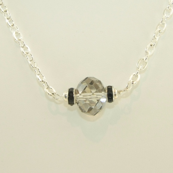 Silver Tone Necklace with Crystal Pendant - Picture 7 of 8